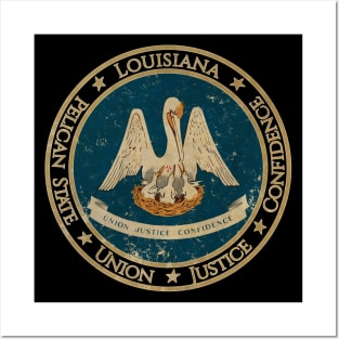 Vintage Louisiana USA United States of America American State Flag Posters and Art